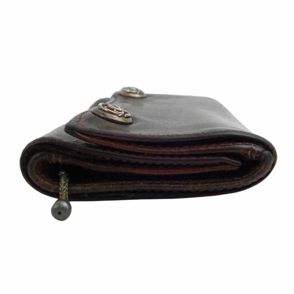CHROME HEARTS クロムハーツ（原本有） 3FOLD フローラルボタン 3フォールド ウォレット ブラウン系【中古】
