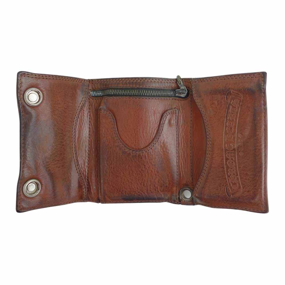 CHROME HEARTS クロムハーツ（原本有） 3FOLD フローラルボタン 3フォールド ウォレット ブラウン系【中古】