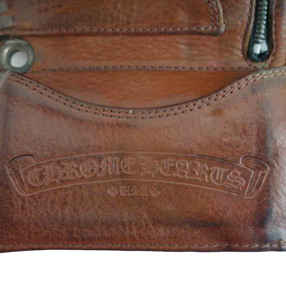 CHROME HEARTS クロムハーツ（原本有） 3FOLD フローラルボタン 3フォールド ウォレット ブラウン系【中古】