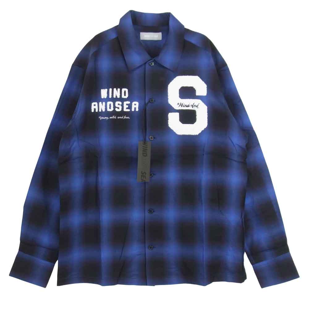 WIND AND SEA ウィンダンシー WDS-BYT-RS-05 BEYOUTH-S-Plaid Shirt ロゴ チェック 長袖 プレイド シャツ ブルー系 S【中古】