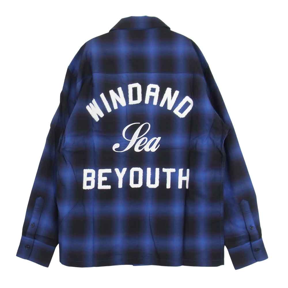 WIND AND SEA ウィンダンシー WDS-BYT-RS-05 BEYOUTH-S-Plaid Shirt ロゴ チェック 長袖 プレイド シャツ ブルー系 S【中古】