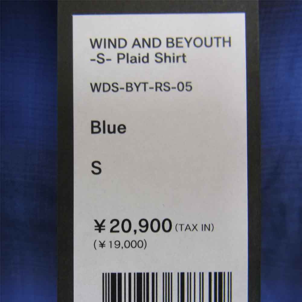WIND AND SEA ウィンダンシー WDS-BYT-RS-05 BEYOUTH-S-Plaid Shirt ロゴ チェック 長袖 プレイド シャツ ブルー系 S【中古】