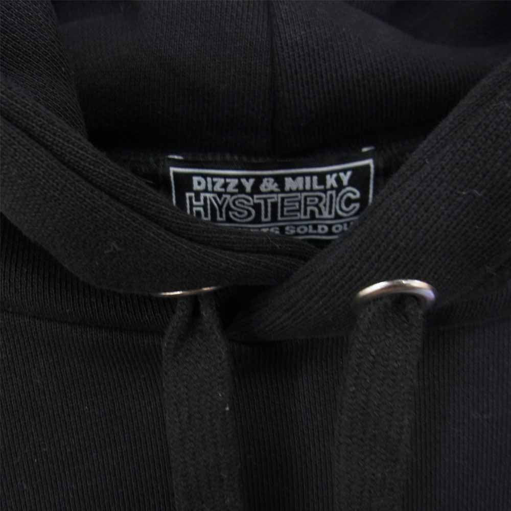 HYSTERIC GLAMOUR ヒステリックグラマー GENZAI COLLAGE HOODIE ゲンザイ カレッジ ロゴ 刺繍 フーディ ブラック系 M【中古】