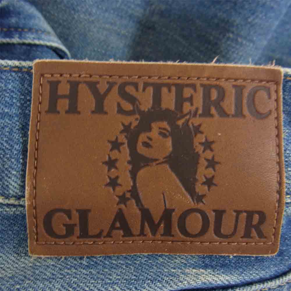 HYSTERIC GLAMOUR ヒステリックグラマー 02213AP20 VIXEN GIRL 刺繍 スリム ストレート スタッズ デニム パンツ インディゴブルー系 28【美品】【中古】