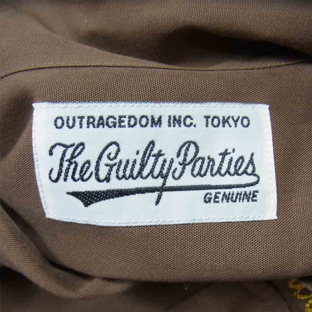 WACKO MARIA ワコマリア ロゴ 刺繍 オープンカラー シャツ 開襟 リヨセル 長袖 ブラウン系 M【中古】