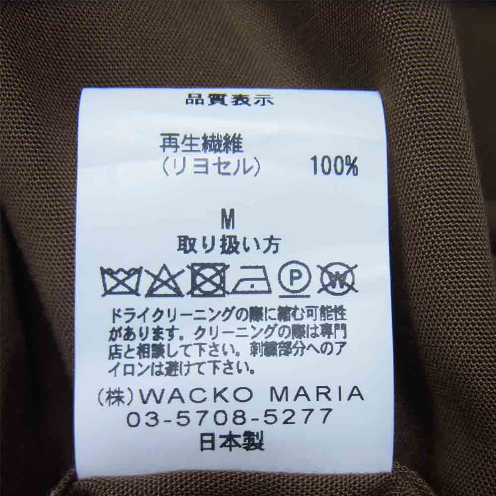 WACKO MARIA ワコマリア ロゴ 刺繍 オープンカラー シャツ 開襟 リヨセル 長袖 ブラウン系 M【中古】