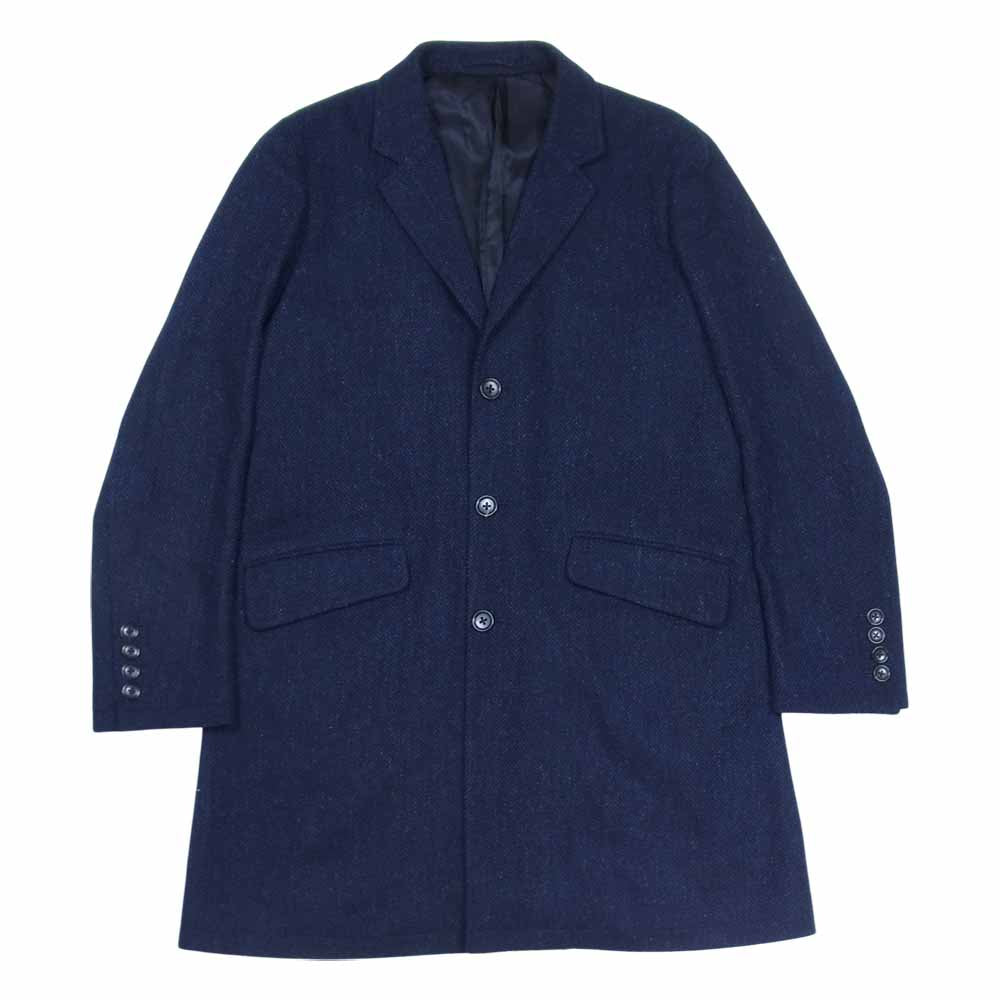 WACKO MARIA ワコマリア 15AW HERRINGBONE CHESTER FIELD COAT ヘリンボーン ウール チェスター フィールド コート ネイビー系 M【中古】