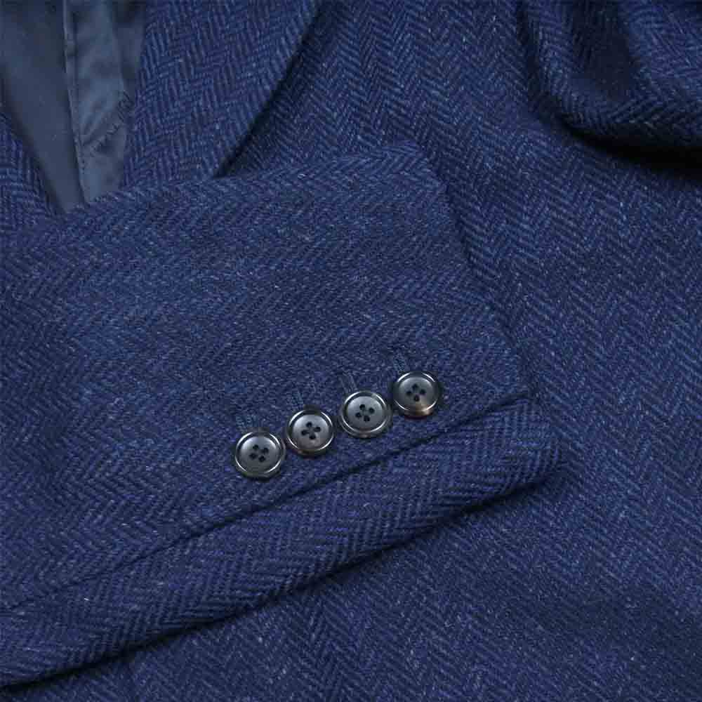 WACKO MARIA ワコマリア 15AW HERRINGBONE CHESTER FIELD COAT ヘリンボーン ウール チェスター フィールド コート ネイビー系 M【中古】