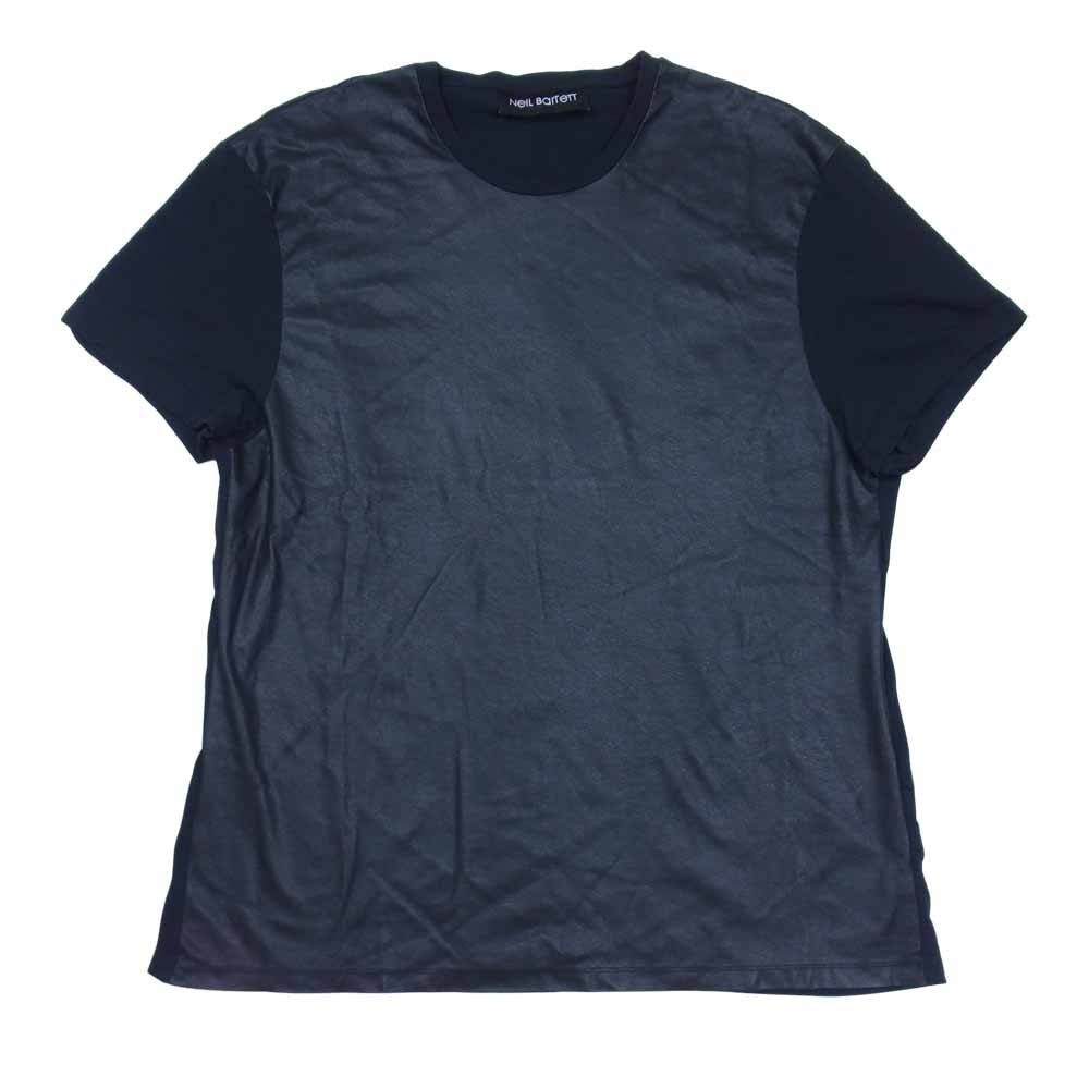 NEIL BARRETT ニールバレット フェイクレザー 切替 半袖Tシャツ ブラック系 M【中古】