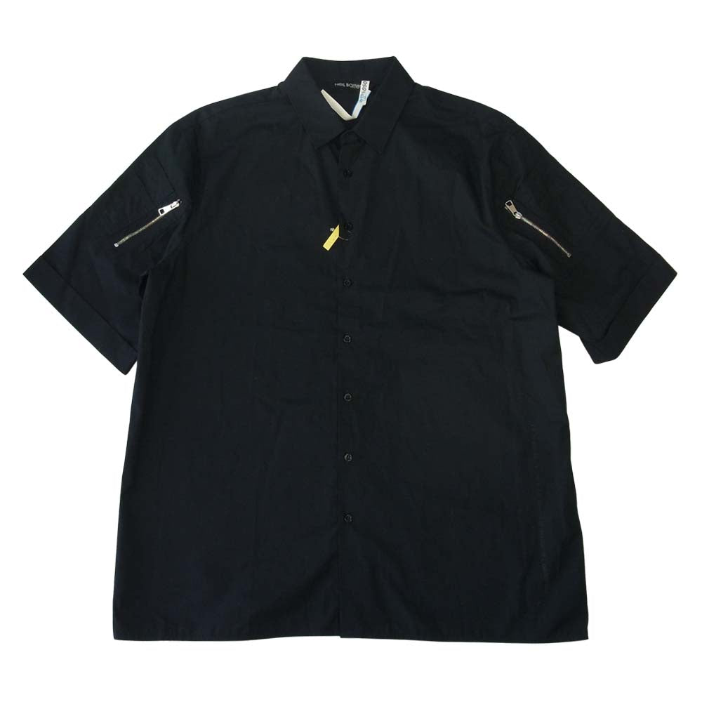 NEIL BARRETT ニールバレット PBCM1461S Hybrid Vintage Short Sleeve Shirt ジップ 装飾 半袖 シャツ ダークネイビー系 XXL【中古】