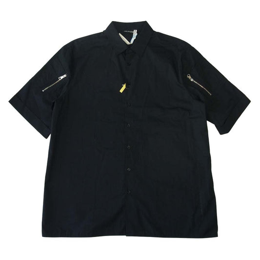 NEIL BARRETT ニールバレット PBCM1461S Hybrid Vintage Short Sleeve Shirt ジップ 装飾 半袖 シャツ ダークネイビー系 XXL【中古】