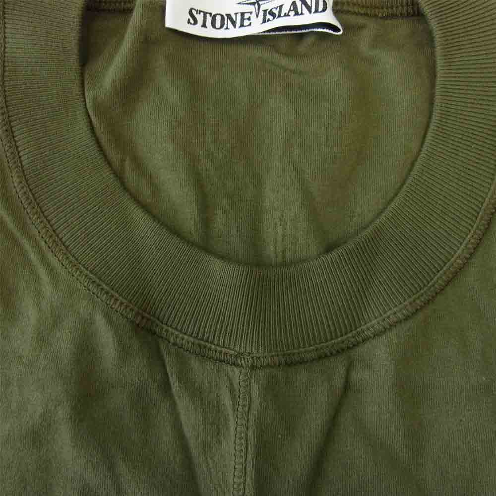STONE ISLAND ストーンアイランド 21SS 741520158 国内正規品 ロゴ刺? ジップ ポケット 半袖 Tシャツ カーキ カーキ系 XL【中古】