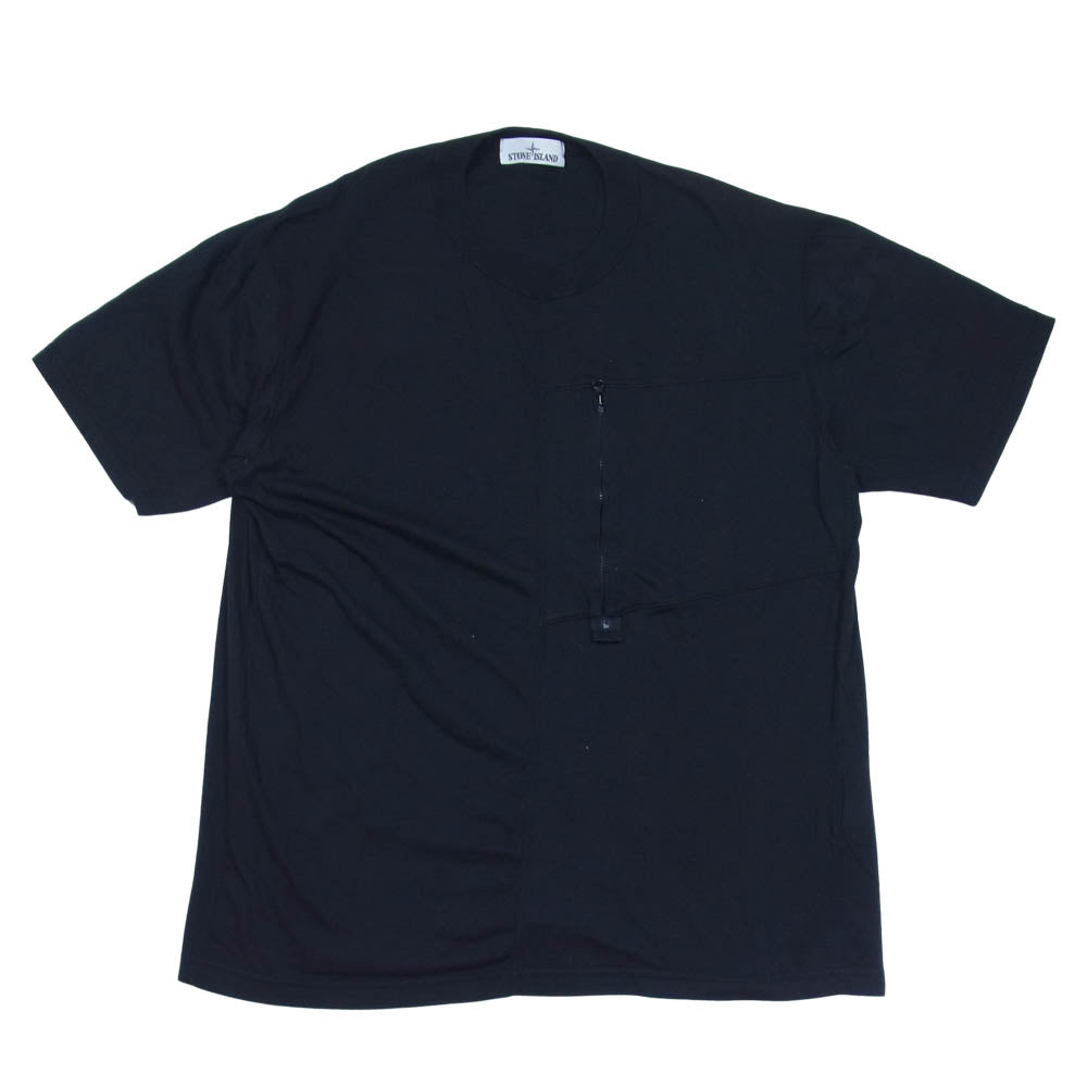 STONE ISLAND ストーンアイランド 21SS 741520158 国内正規品 ジップ ポケット 半袖 Tシャツ ブラック系 XL【中古】