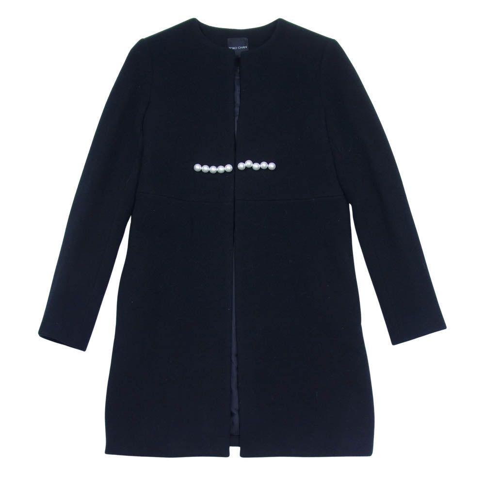 YOKO CHAN ヨーコチャン YCC-316-059 パール ノーカラー コート ブラック系 38【中古】