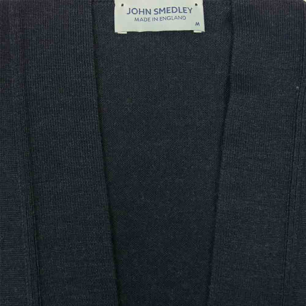 JOHN SMEDLEY ジョンスメドレー 国内正規品 ハイゲージ ウール ニット ボタンレス カーディガン ネイビー系 M【中古】