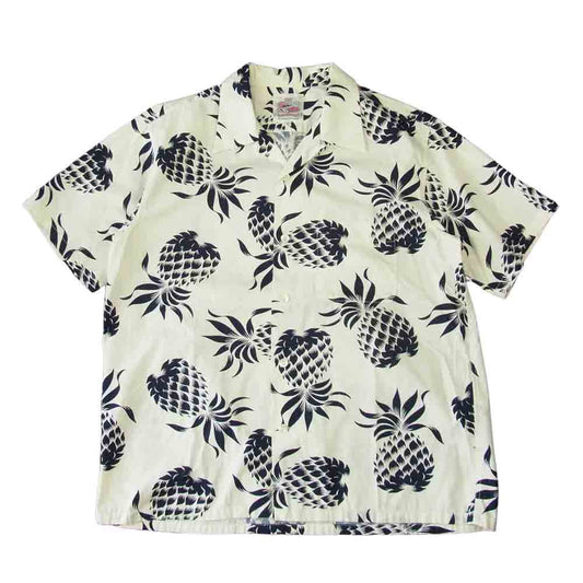 デューク カハナモク パイナップル アロハ シャツ ホワイト系 L【中古】