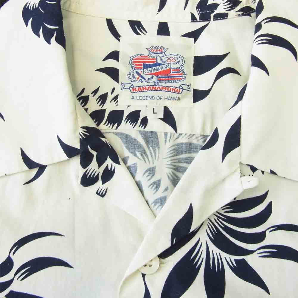 デューク カハナモク パイナップル アロハ シャツ ホワイト系 L【中古】