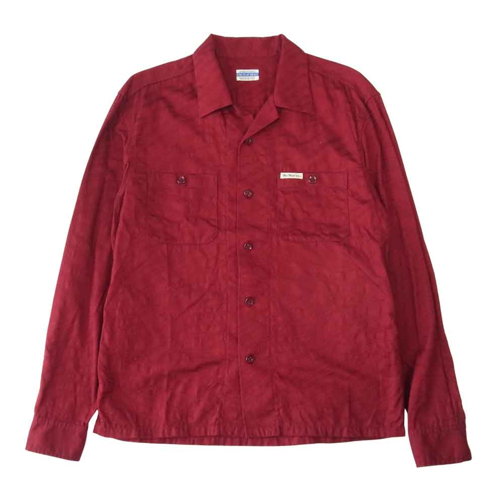 THE FLAT HEAD ザフラットヘッド ゼブラ柄 オープンカラー 長袖 シャツ レッド系 M【中古】