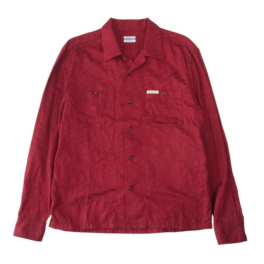 THE FLAT HEAD ザフラットヘッド ゼブラ柄 オープンカラー 長袖 シャツ レッド系 M【中古】