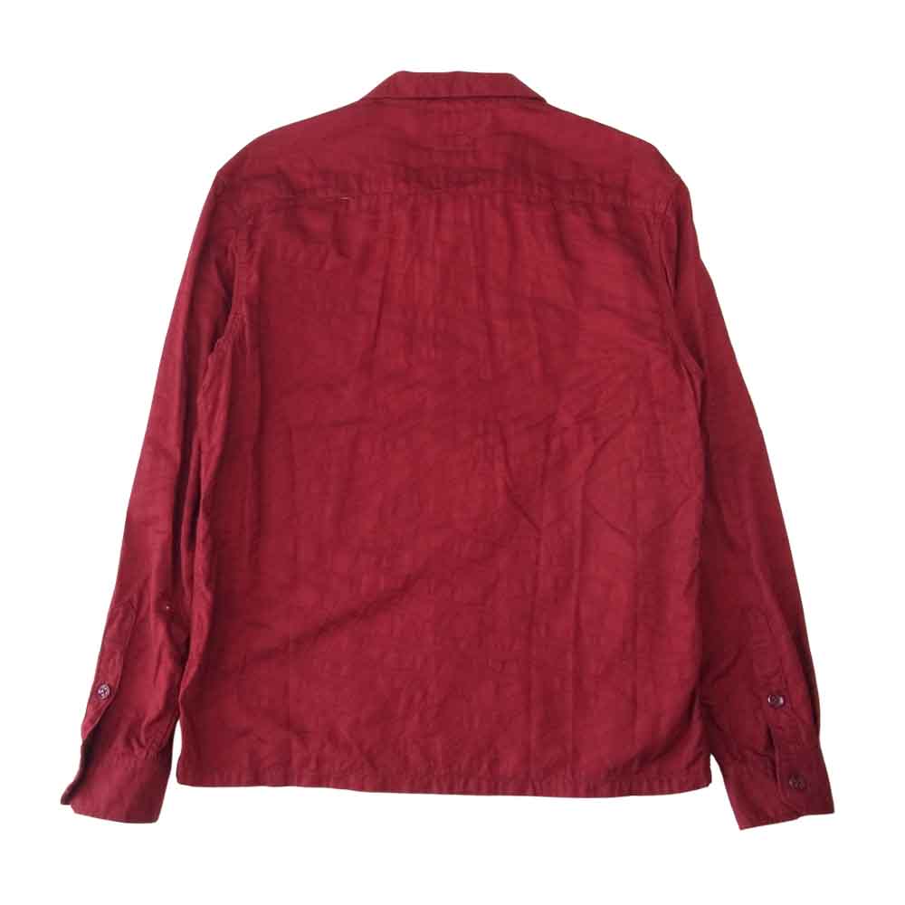 THE FLAT HEAD ザフラットヘッド ゼブラ柄 オープンカラー 長袖 シャツ レッド系 M【中古】