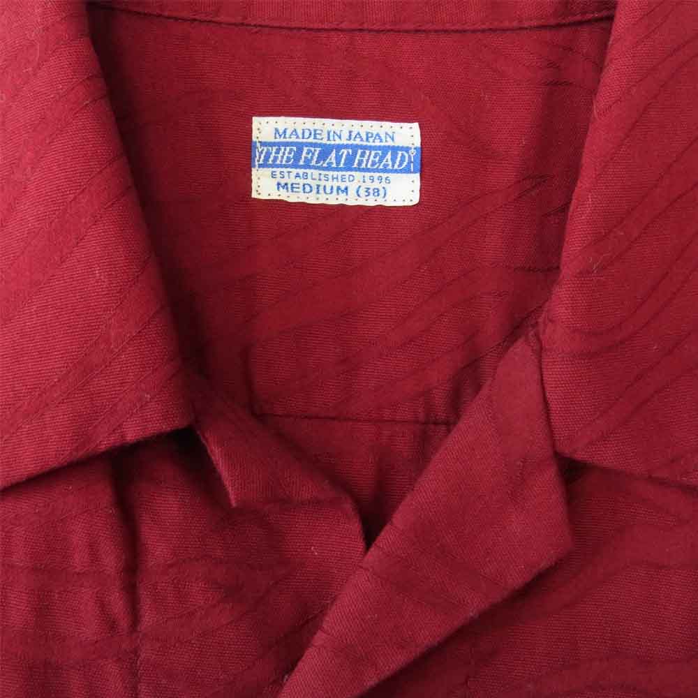 THE FLAT HEAD ザフラットヘッド ゼブラ柄 オープンカラー 長袖 シャツ レッド系 M【中古】