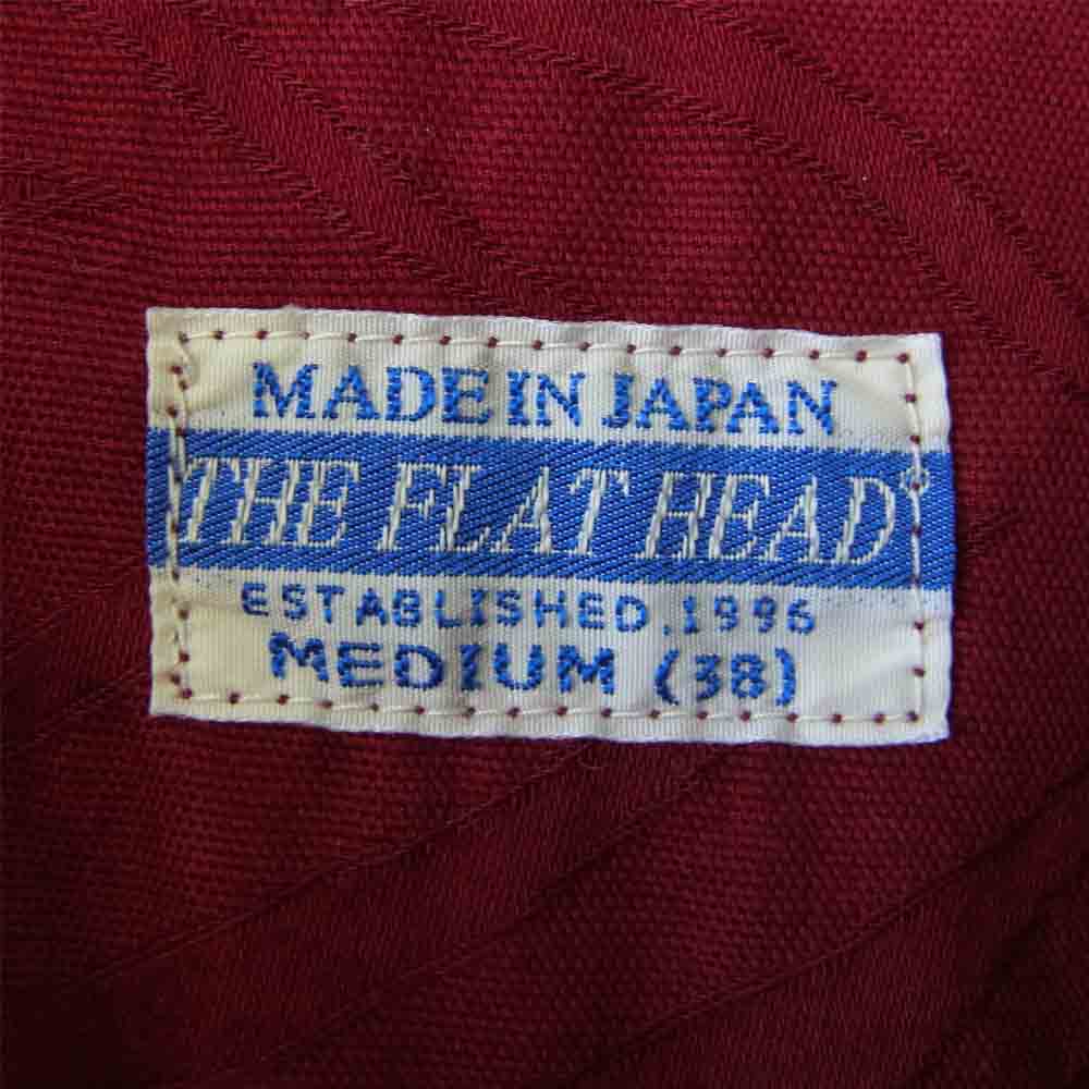 THE FLAT HEAD ザフラットヘッド ゼブラ柄 オープンカラー 長袖 シャツ レッド系 M【中古】