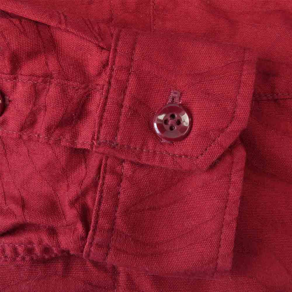 THE FLAT HEAD ザフラットヘッド ゼブラ柄 オープンカラー 長袖 シャツ レッド系 M【中古】