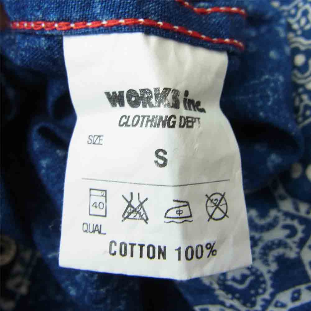 IRON HEART アイアンハート シャンブレー ペイズリー プリント ウエスタン シャツ インディゴブルー系 S【中古】