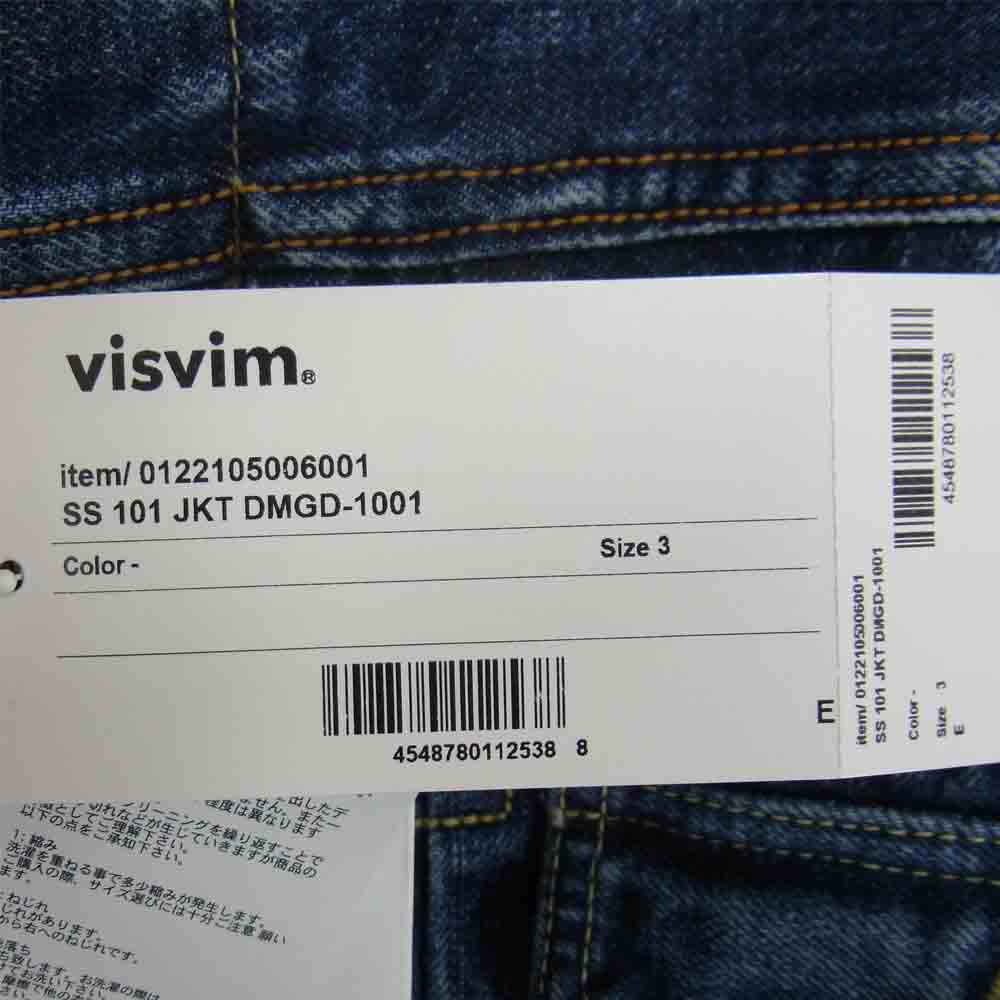 VISVIM ビズビム 22SS 0122105006001 SS 101 JKT デニム ジャケット インディゴブルー系 3【新古品】【未使用】【中古】