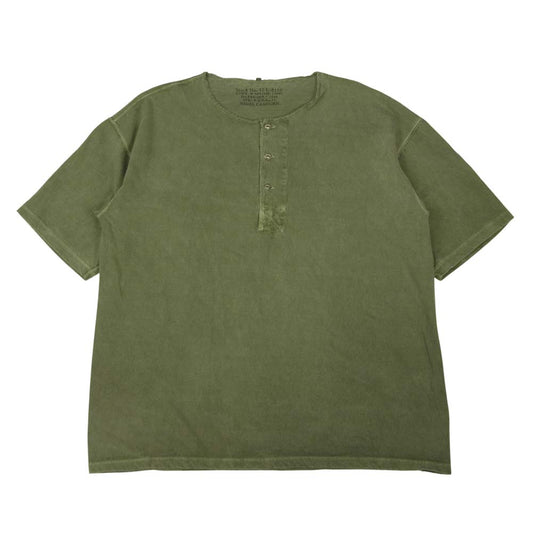 Nigel Cabourn ナイジェルケーボン BASIC HENLEY ヘンリーネック Tシャツ ホワイト カーキ系 52【中古】