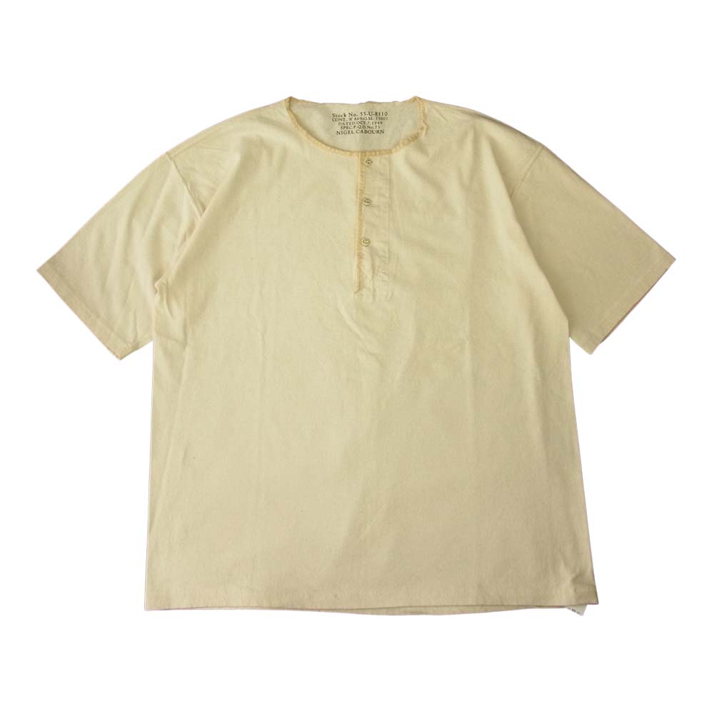 Nigel Cabourn ナイジェルケーボン BASIC HENLEY ヘンリーネック Tシャツ グリーン オフホワイト系 54【中古】