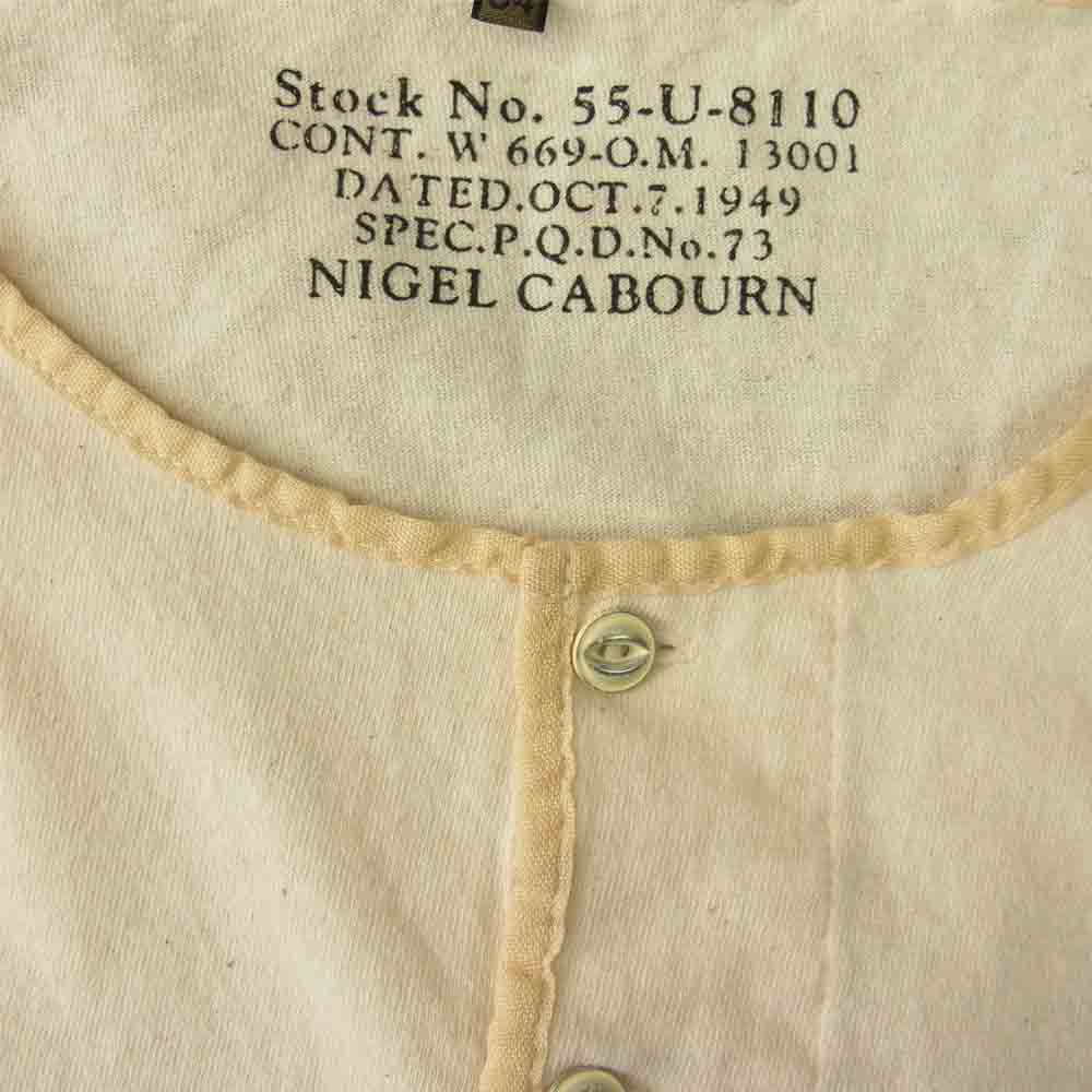 Nigel Cabourn ナイジェルケーボン BASIC HENLEY ヘンリーネック Tシャツ グリーン オフホワイト系 54【中古】