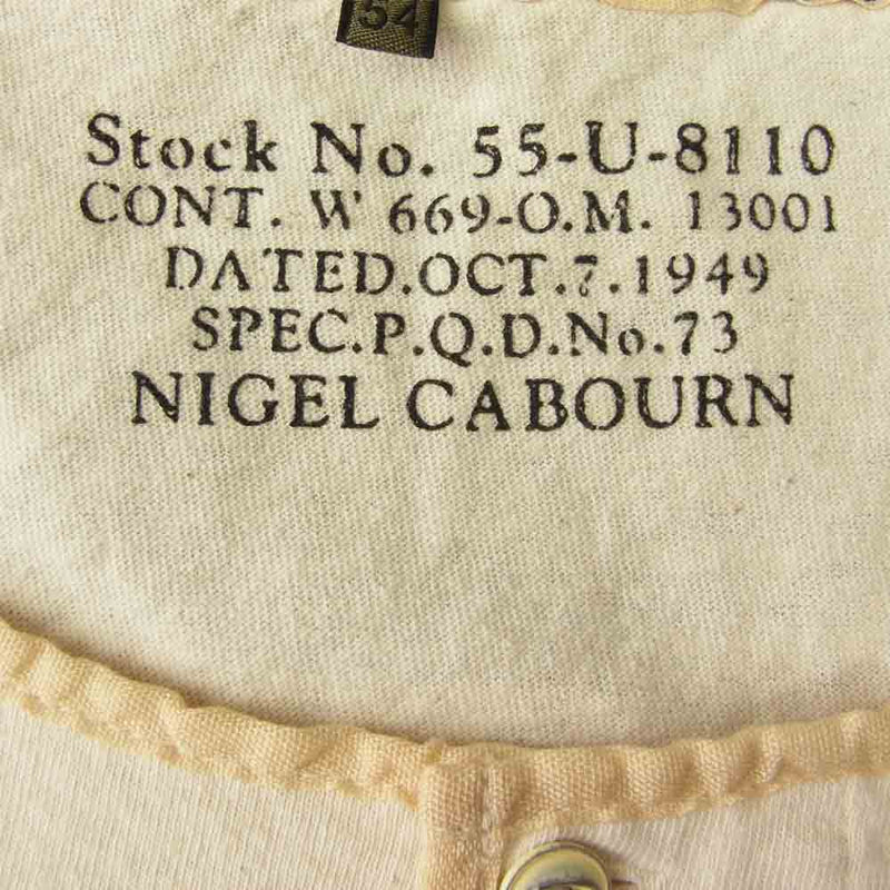 Nigel Cabourn ナイジェルケーボン BASIC HENLEY ヘンリーネック Tシャツ グリーン オフホワイト系 54【中古】