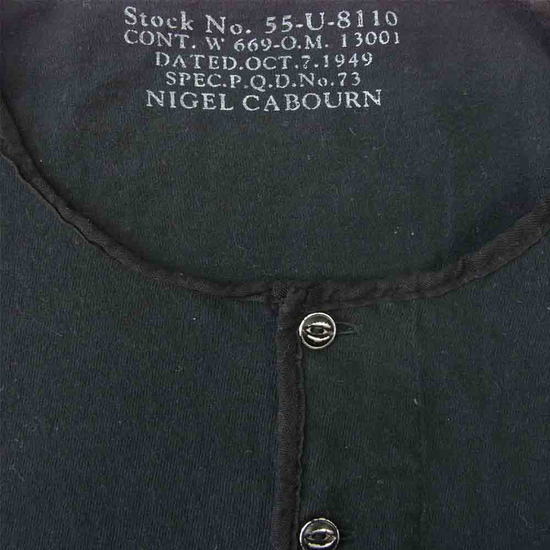 Nigel Cabourn ナイジェルケーボン BASIC HENLEY ヘンリーネック Tシャツ ブラック ブラック系 54【中古】