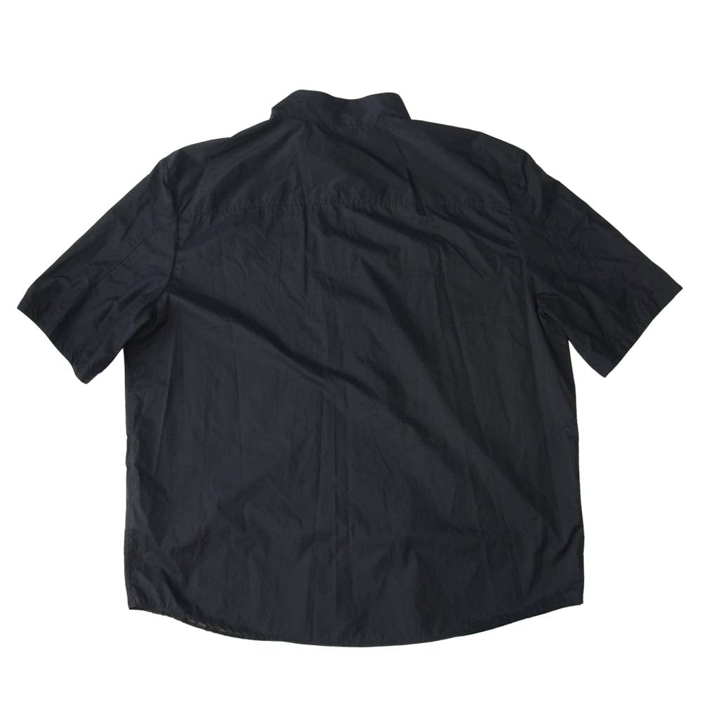 HERMES エルメス ジップアップ ナイロン 半袖 シャツ ネイビー系 54【美品】【中古】