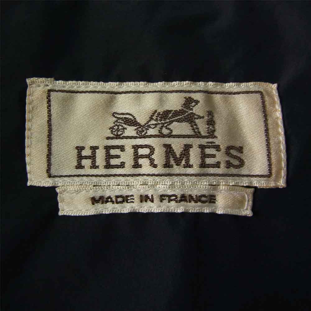 HERMES エルメス ジップアップ ナイロン 半袖 シャツ ネイビー系 54【美品】【中古】