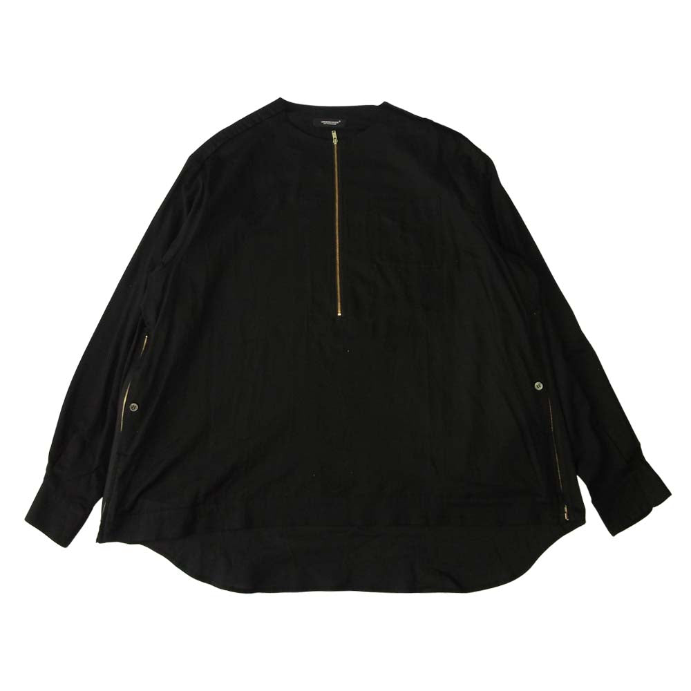 UNDERCOVER アンダーカバー 21SS UC1A4409 Half zip shirt  Cビエラファスナー ハーフジップ プルオーバー ノーカラー シャツ  ブラック系 3【中古】