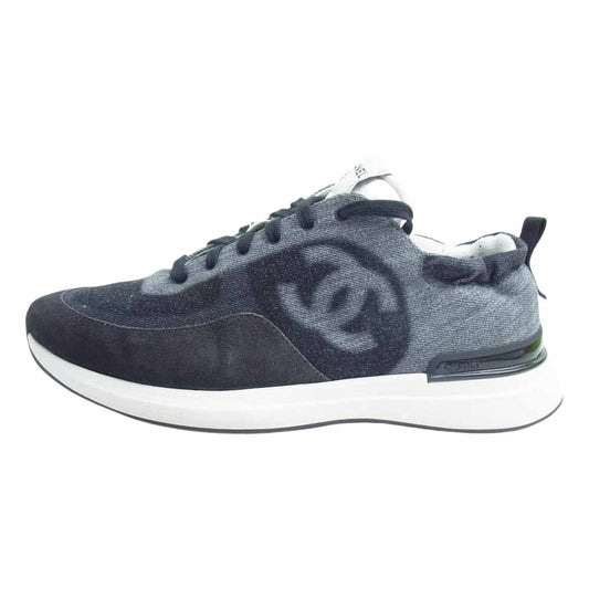 CHANEL シャネル G37495 ココマーク デニム スニーカー ブラック系 43【中古】