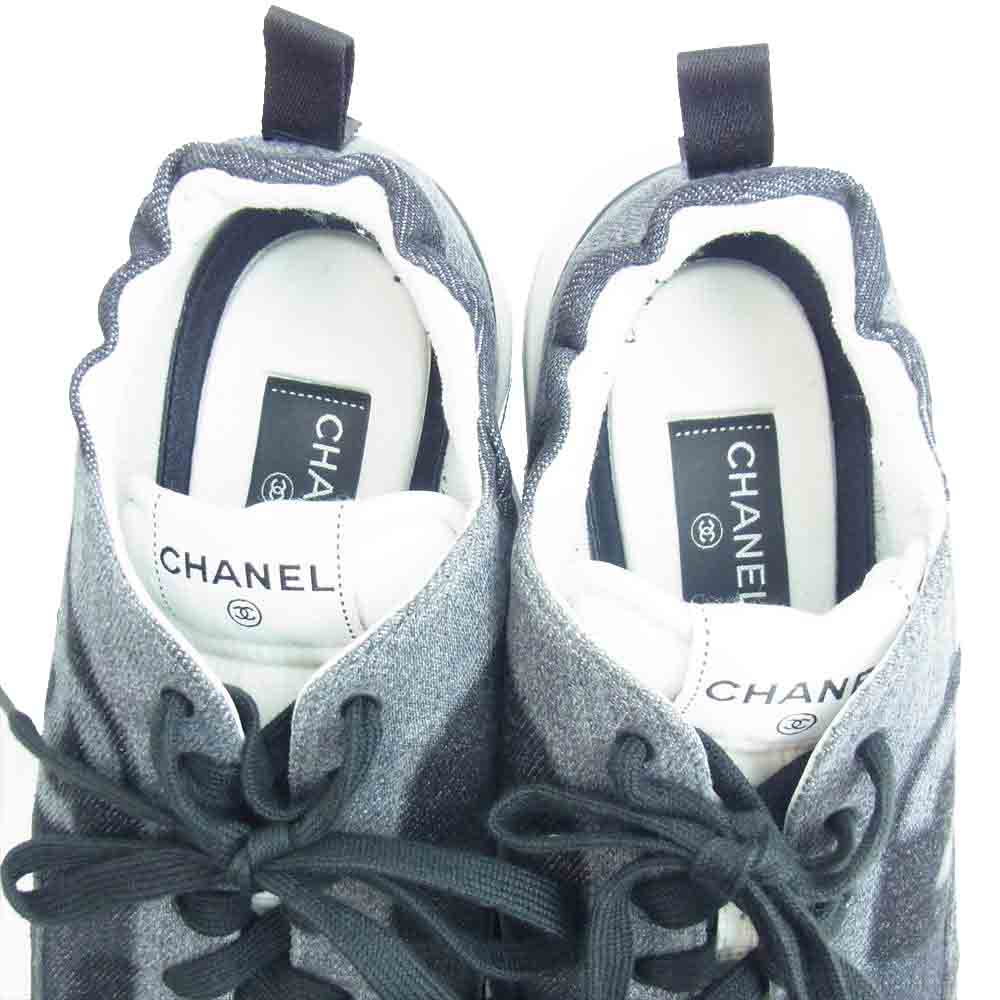 CHANEL シャネル G37495 ココマーク デニム スニーカー ブラック系 43【中古】
