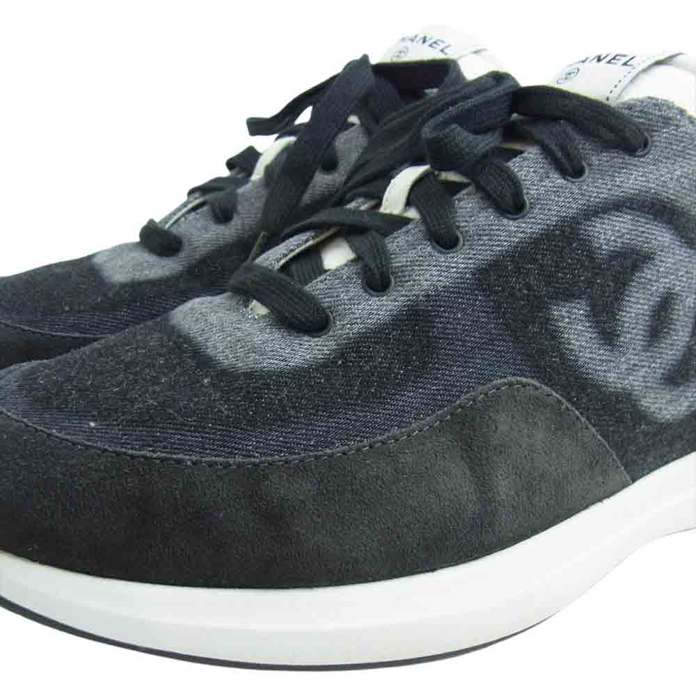 CHANEL シャネル G37495 ココマーク デニム スニーカー ブラック系 43【中古】
