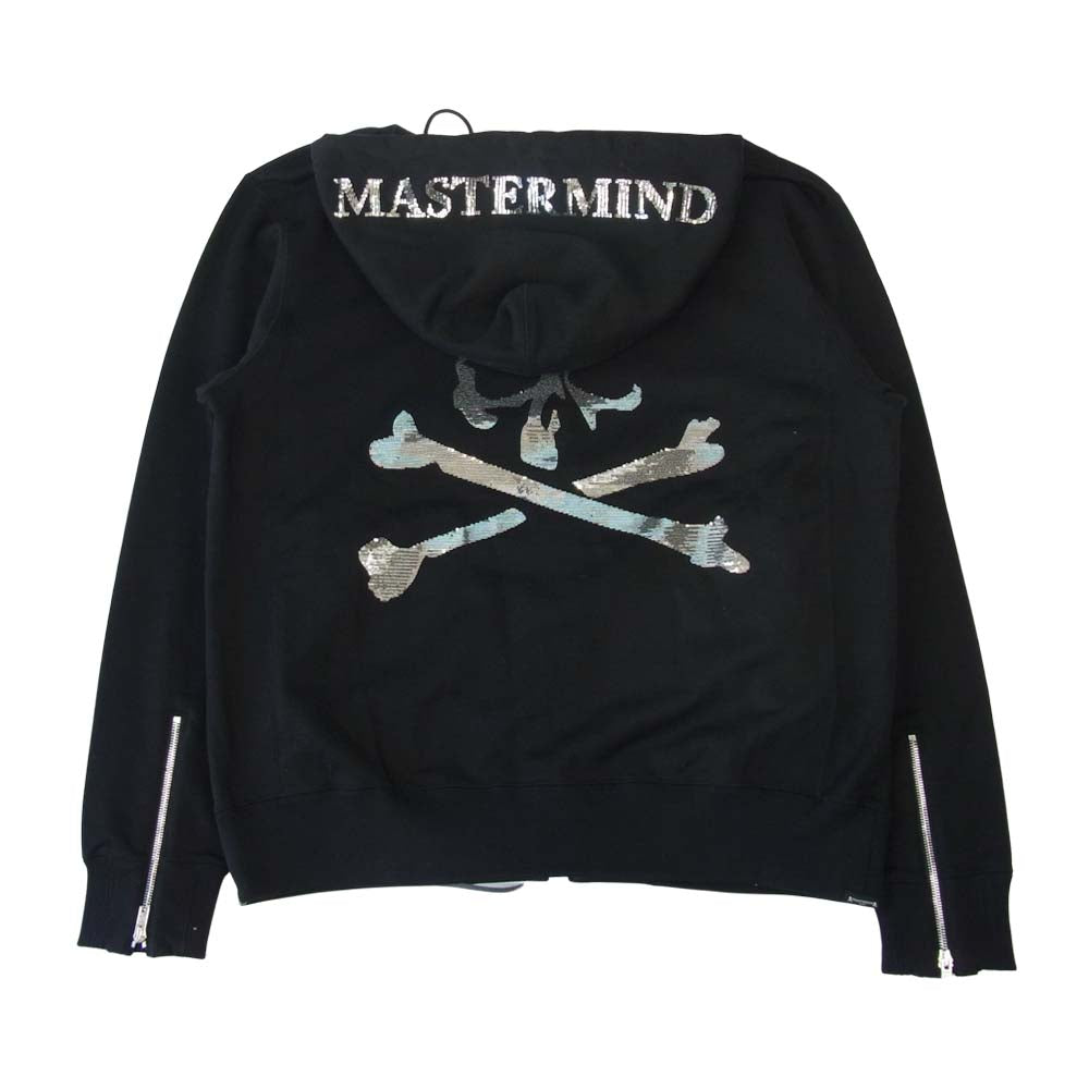 mastermind JAPAN マスターマインドジャパン MW20S04-SW036-010 MASTERMIND WORLD SEQUIN SKULL ZIP-UP SWEATSHIRT スカル フード ロゴ ジップ パーカー ブラック系 L【中古】