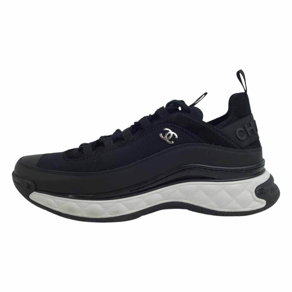 CHANEL シャネル G35618 レースアップ ローカット スニーカー ブラック系 43【中古】