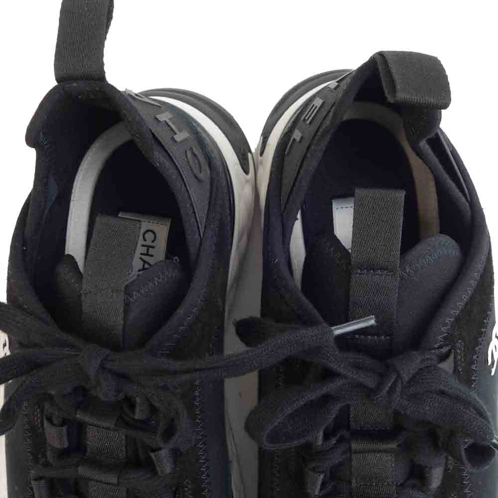 CHANEL シャネル G35618 レースアップ ローカット スニーカー ブラック系 43【中古】