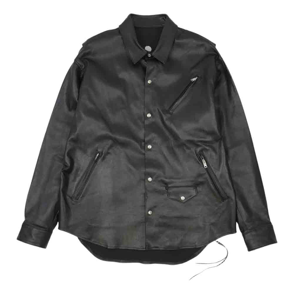 マスターマインド ワールド MW21S06-BL014-700 MASTERMIND WORLD LEATHER SHIRT ディアスキン レザー シャツ ブラック系 M【中古】