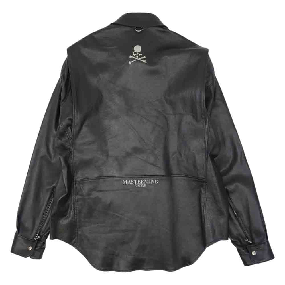 マスターマインド ワールド MW21S06-BL014-700 MASTERMIND WORLD LEATHER SHIRT ディアスキン レザー シャツ ブラック系 M【中古】