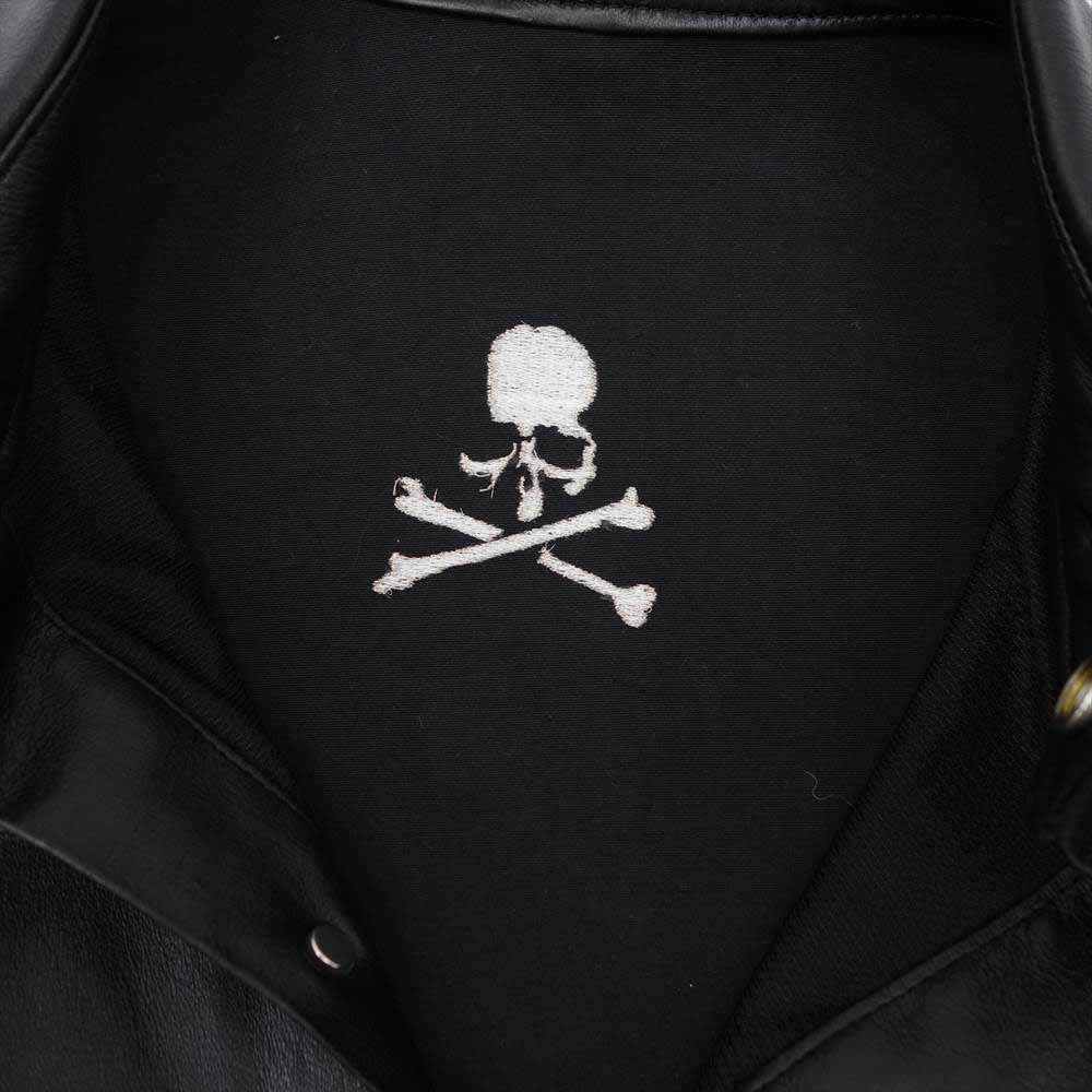 マスターマインド ワールド MW21S06-BL014-700 MASTERMIND WORLD LEATHER SHIRT ディアスキン レザー シャツ ブラック系 M【中古】