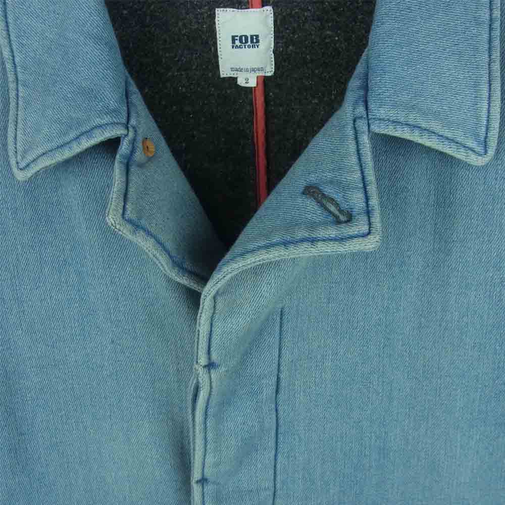FOB FACTORY エフオービーファクトリー 裏ネル ストレッチ デニム ステンカラー コート インディゴブルー系 M 2【中古】