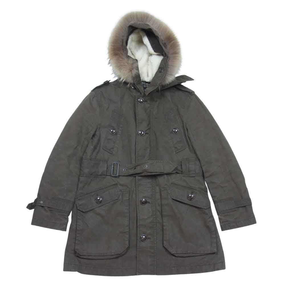 BURBERRY バーバリー D1F28-428-78 BLACK LABEL ブラックレーベル 中綿キルティング ベルテッド ミリタリーコート カーキ系 L【中古】