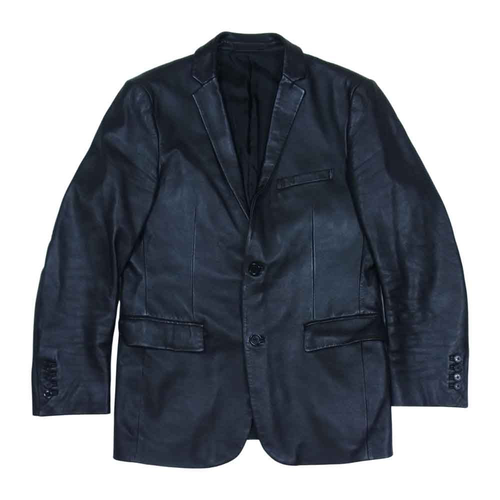 BURBERRY バーバリー D1E72-415-09 BLACK LABEL ブラックレーベル シープレザー 2B テーラード ジャケット ブラック系 L【中古】