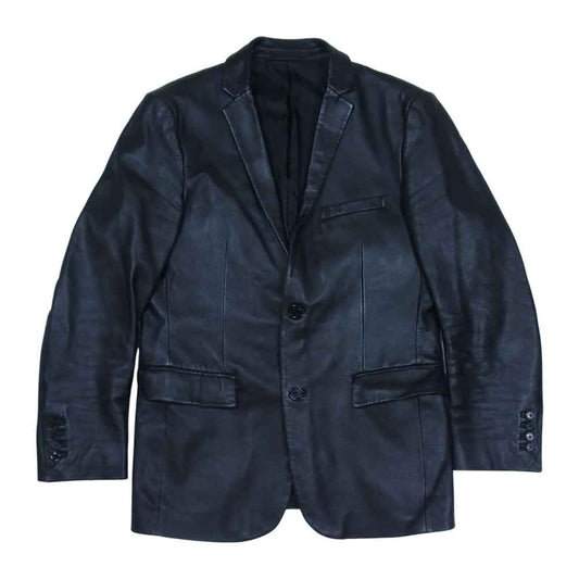 BURBERRY バーバリー D1E72-415-09 BLACK LABEL ブラックレーベル シープレザー 2B テーラード ジャケット ブラック系 L【中古】